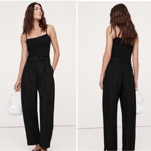 BANANA REPUBLIC HIGH-RISE BARREL TENCEL™-LINEN PANT 8 belt Pant NWT